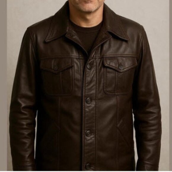 Vinatge Brown Leather Jacket Size medium - Picture 1 of 16